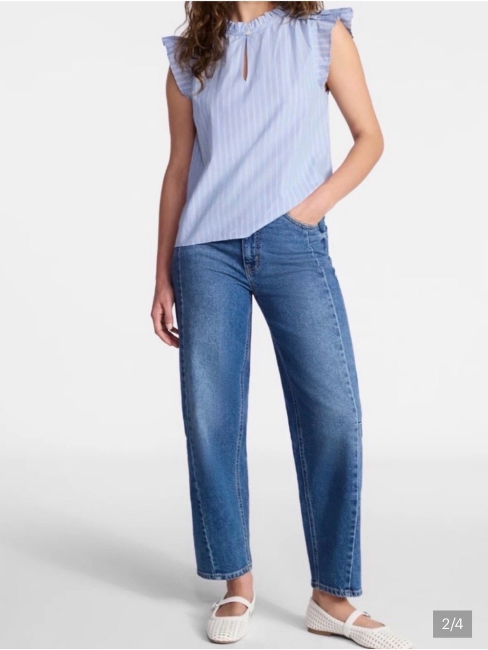 Time and Tru Women's Cotton Split Neck Top with Flutter Sleeves Size 3X. NWT